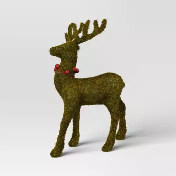 Photo 1 of Moss Deer Green 13" Christmas Animal Statue