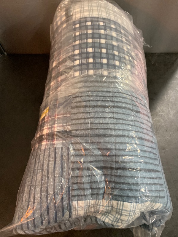 Photo 1 of Eddie Bauer - King Quilt Set, Reversible Cotton Bedding with Matching Shams, Patchwork Plaid Home Decor (Hawthorne Blue, King)