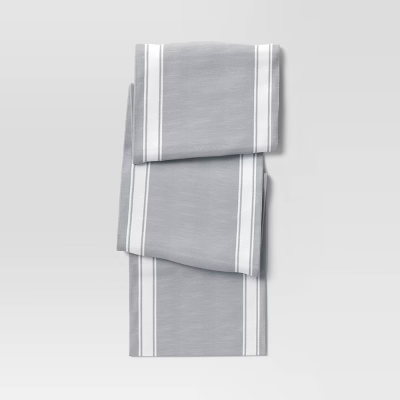 Photo 1 of Cotton Striped Bistro Table Runner Gray