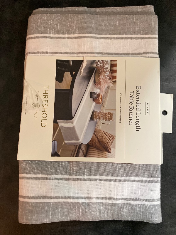 Photo 2 of Cotton Striped Bistro Table Runner Gray