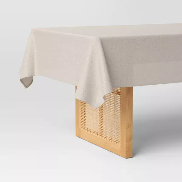 Photo 1 of 104" x 60" Linen Blend Tablecloth Cream