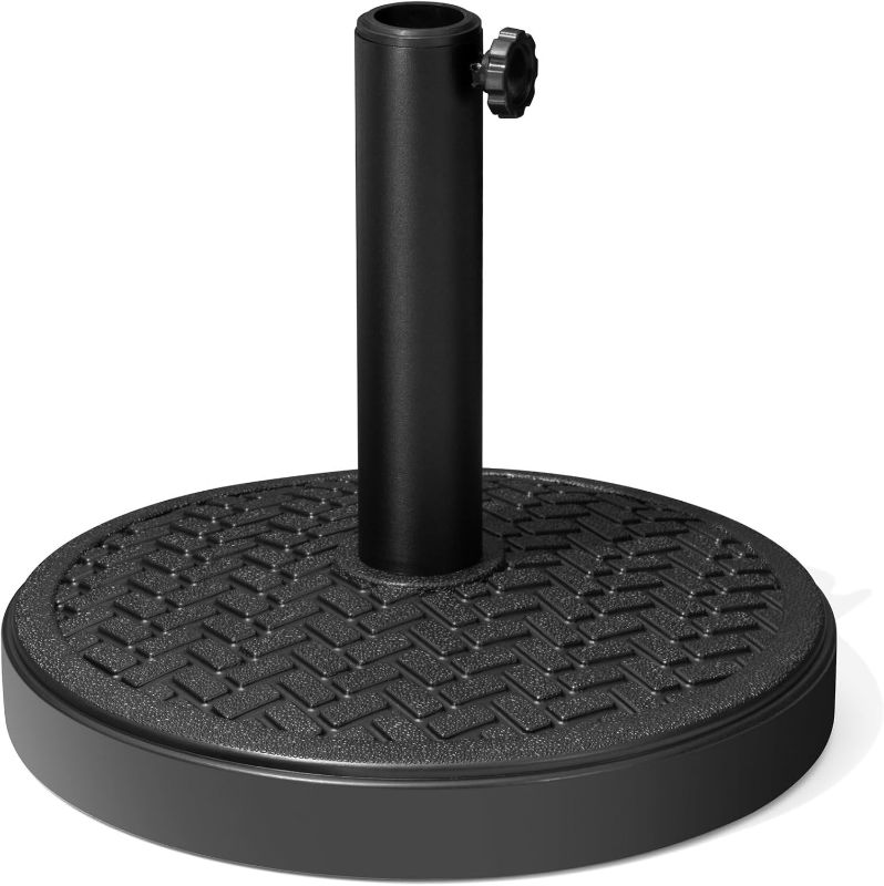 Photo 1 of Crestlive Products Umbrella Base, Patio Umbrella Stand for Market Umbrella, Heavy Duty Round Cement Base for Outdoor, Deck, Lawn, Garden, Weave Decorative Pattern (30 Pounds)