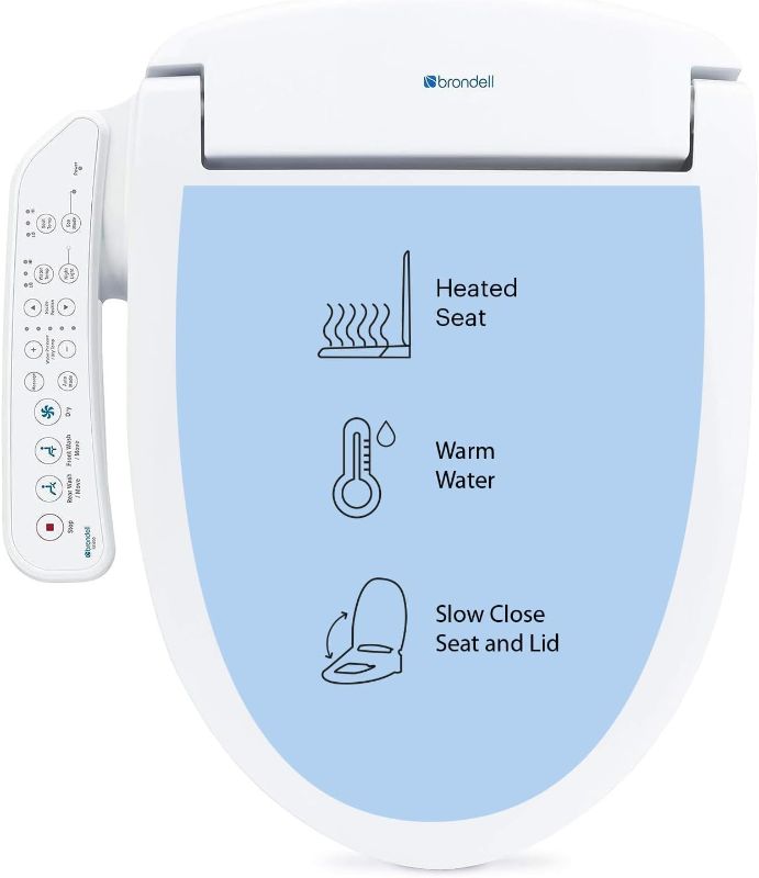 Photo 1 of Brondell SE400-EW Swash SE400 Electric Bidet Toilet Seat With Heated Seat, Oscillating Stainless Steel Nozzle, Warm Air Dryer, Night Light, Gentle Close Lid, White Side Arm Control, Elongated