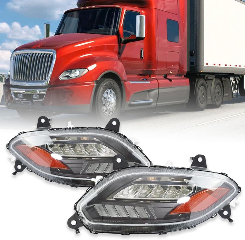 Photo 1 of International Lt625 Headlights Fits 2018-2023,Reflector LED Headlamp Assembly,Black Pair(Silver Bowl)