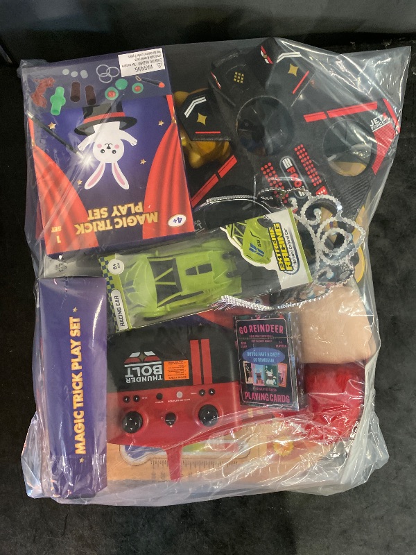 Photo 1 of 14 Item Toys & Games, Pet Supplies| 4 Ct. Magic Trick Play Set, Green Remote Controlled Racing Car, Marvel Guardians of the Galaxy Groot Hallmark Ornament, Creative Kids Wood Weather Station Puzzle, FAO Schwarz Thunderbolt Jet Gyro Stabilization Aerial Dr