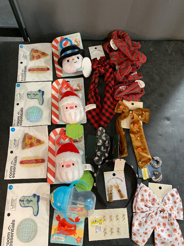 Photo 2 of 22 Item Baby Care, Clothing Accessories, Beauty Accessories | 2CT. Disco Ball and Boots Patch Set, 2CT. Hot Dog and Pizza Patch Set, Sunny Days Chimes - Snowman, 2CT. Sunny Days Chimes - Santa, Weighted Straw Trainer Cup 7oz, Buffalo Plaid Print Hair Twis