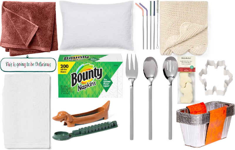 Photo 1 of 14 Item Bed & Bed, Kitchen & Dining, Food & Pantry | Organic Towel Bronze Brown, Garment Washed Paisley Stitch Quilt Sham White, Double Oven Mitt, 2CT. 5pk Straw Cleaner Set: Stainless Steel & Silicone, Everyday Hand Towel, 200ct Bounty Napkins - White, 2