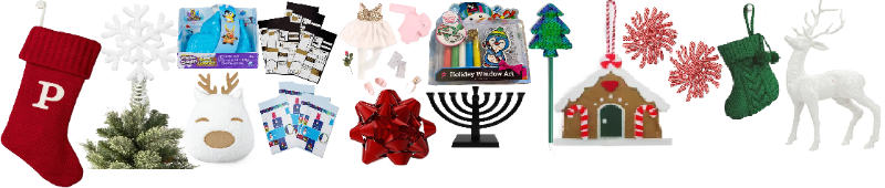 Photo 1 of 15 Item Seasonal & Party Supplies, Toys & Games | Christmas Stocking Red P, 6" Snowflake Mini Christmas Tree Topper White, Christmas Reindeer Pillow, 50ct Peel and Stick Christmas Gift Tag Black/Gold, 50ct Peel and Stick Christmas Gift Tag Icy Blue, Openi