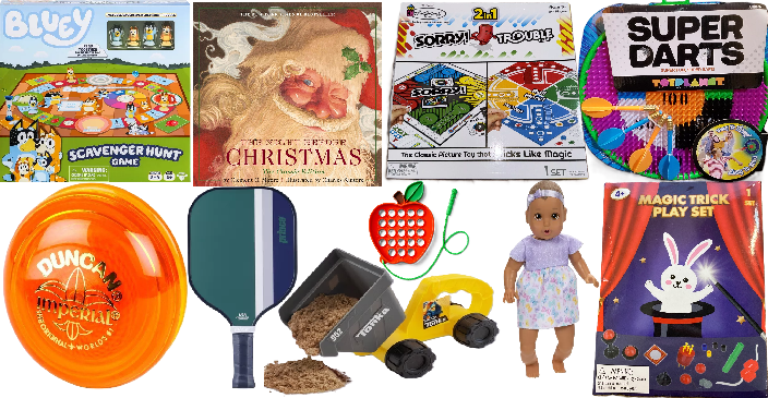 Photo 1 of 14 Item Bundle Toys & Games, Books & Music & Media | Bluey Scavenger Hunt Game, The Night Before Christmas Hardcover, Duncan Toys Imperial Yo Yo Orange, Prince Recreational Pickleball Paddle Green/Navy, Classic Board Games SORRY & TROUBLE, Tonka Sand Dump