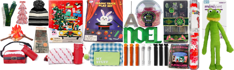 Photo 1 of 21 Item Bundle Toys & Games, Clothing, Seasonal & Party Supplies |Magic Trick Play Set, 2pk Kids' Houndstooth and My Stuff Gifting Pouch Set, 3CT. Falala Waist Pouch, Christmas 24 Day Milk Chocolate Advent Calendar, Adult Winter Hat Beanies Green, Santa W