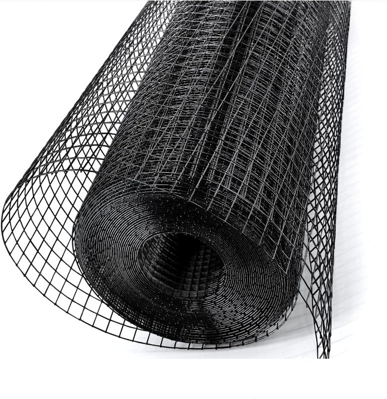 Photo 1 of Black Hardware Cloth 1/2 in 48 in x 100.1 ft 19 Gauge - Chicken Wire Fencing, PVC Vinyl Coated Hardware Cloth, Mesh Garden Fencing Welded Wire Mesh Roll & Wire Cloth Gopher Wire