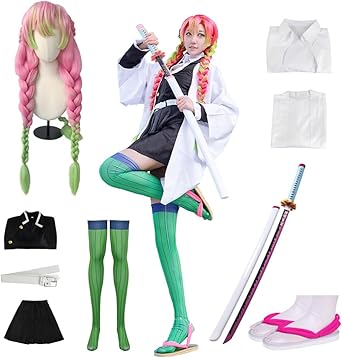 Photo 1 of Full Set Anime Halloween Costume For Womens Kanroji Party Role Cosplay Costume Cloak Kimono Outfit W/Shoes Wig Sword