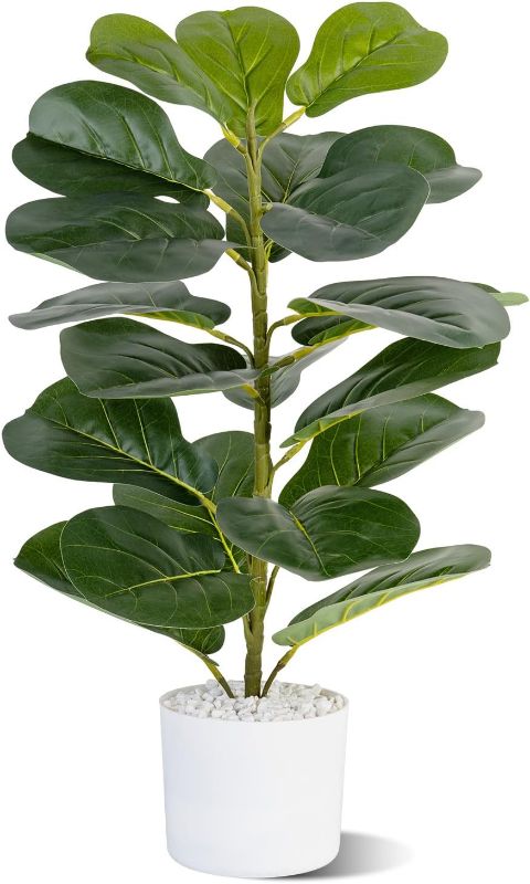 Photo 1 of Artificial Fiddle Leaf Fig Tree, 30.7" Tall, Faux Ficus for Home Office Living Room Decor Aesthetic
