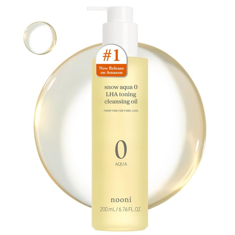 Photo 1 of NOONI Facial Cleanser - Snow Aqua 0 LHA Toning Cleansing Oil | Makeup Blackhead Remover, Pore Control, Glass Skin, Help Control Sebum, Revitalizing, Moisturizing, Korean Skin Care, 6.76 Fl Oz (200 ml)