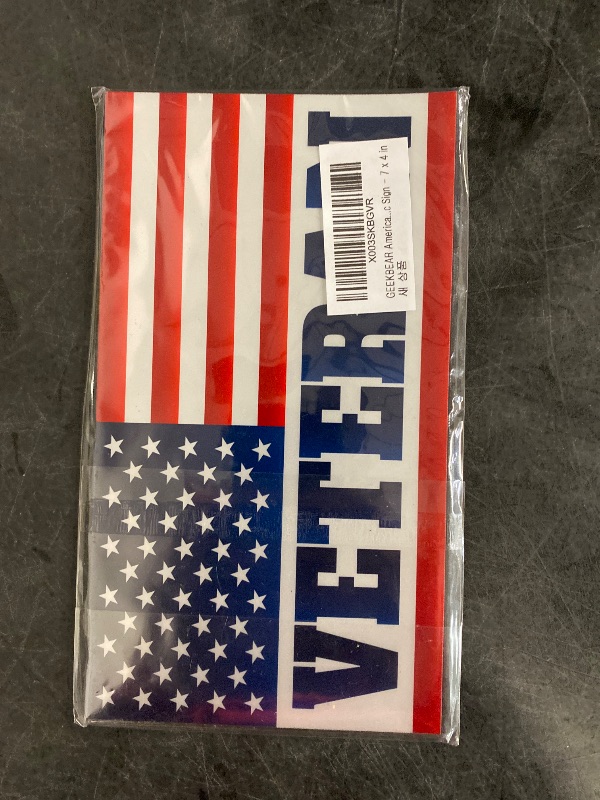 Photo 1 of GEEKBEAR American Flag Veteran Car Magnet (Flag, 3 Pack) - Reflective Waterproof Magnetic Sign - 7 x 4 in