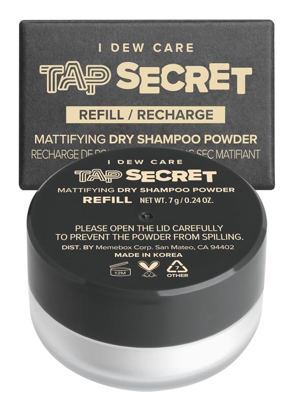 Photo 1 of I DEW CARE Biotin Clarifying Dry Shampoo Refill - Tap Secret Original | Strengthening & Volumizing, Powder Type, Refillable, Travel size, Non-aerosol, Brunette, Korean Ginseng, 0.24 Oz