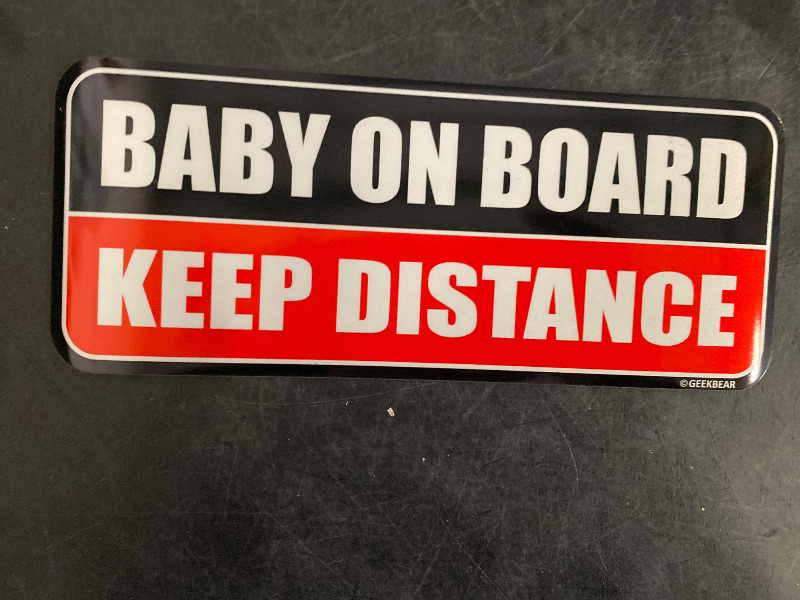 Photo 1 of GEEKBEAR Baby on Board Car Magnet - Colorful, Reflective, Weather-Resistant - Rectangular 8.7 x 3.5 in (Black/Red)