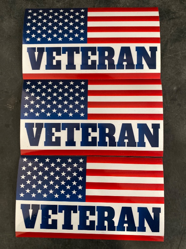 Photo 1 of GEEKBEAR American Flag Veteran Car Magnet (Flag, 3 Pack) - Reflective Waterproof Magnetic Sign - 7 x 4 in