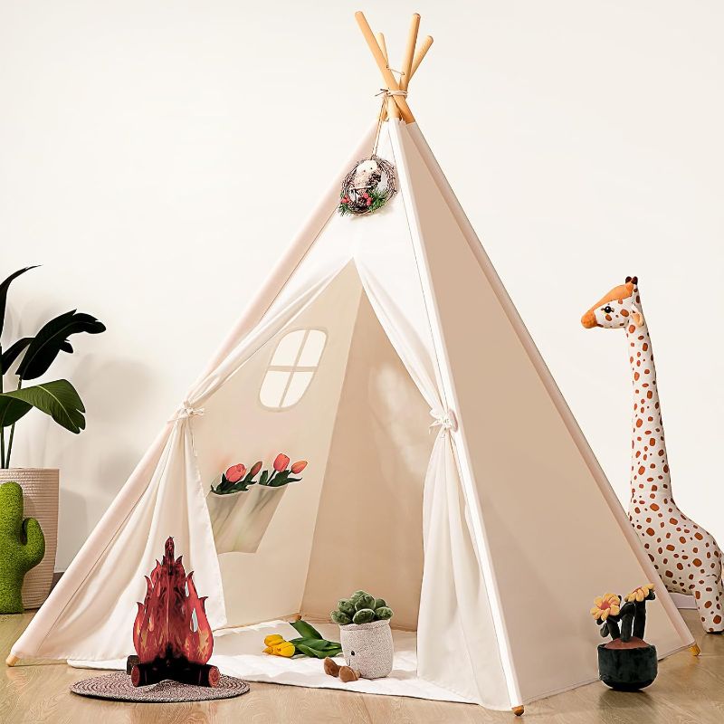 Photo 1 of Kids Teepee Tent for Kids,Kids Play Tent for Girls & Boys, Gifts Playhouse for Kids Indoor Outdoor Games, Kids Toys House for Baby (Teepee Tent for Kids)