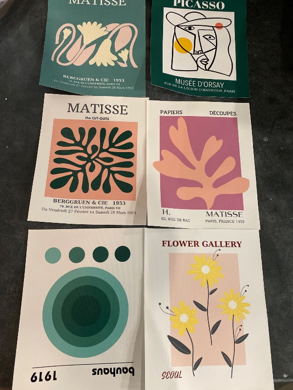 Photo 1 of Iknostine Famous Artist Wall Art Prints Set of 6 Matisse Abstract Aesthetic Canvas Posters Picasso Flower Market Paintings Gallery Wall Decor for Bedroom Living Room Bathroom (8"x10" UNFRAMED)