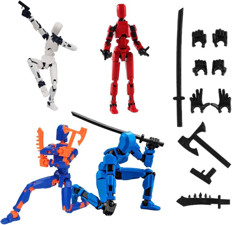 Photo 1 of 3PCS T13 Action Figures Set Lucky 13 Action Figure Multi-Jointed Movable Toy for Kids(DIY White-red-Orange Blue-Blue)
