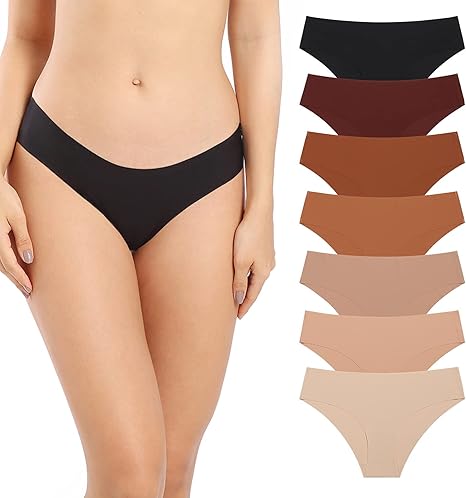 Photo 1 of Large SHARICCA Women Seamless Cheeky Bikini No Show Panties Ladies Invisible Breathable Briefs Soft Stretch Underwear 7 Pack