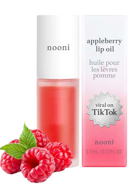 Photo 1 of NOONI Korean Vegan Appleseed Lip Oil - Appleberry | Long-Lasting, Moisturizing, Plumping, Revitalizing for Dry Lips, Waterproof, No Peel Off, Hydrating, Nourishing Crystal Clear, 0.12 FL Oz