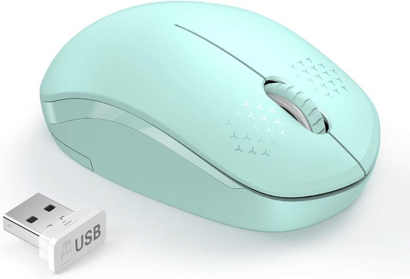Photo 1 of seenda Wireless Mouse, 2.4G Noiseless Mouse with USB Receiver - Portable Computer Mice for PC, Tablet, Laptop with Windows System - Mint Green
