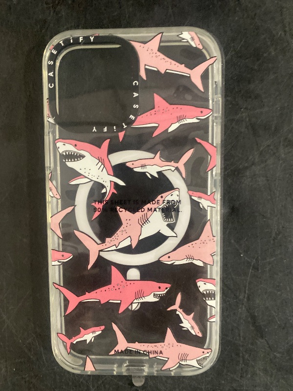Photo 1 of CASETiFY Clear iPhone 13 Pro Max Case [Not Yellowing / 6.6 ft. 3X Military Grade Drop Protection/Magsafe] - Pink Sharks - Clear