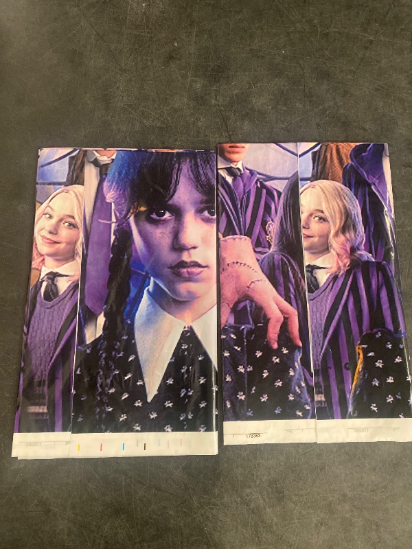 Photo 1 of 2pcs Wednesday Addams Tablecloth Table Cover, for Wednesday Addams Theme Birthday Party Supplies Decorations