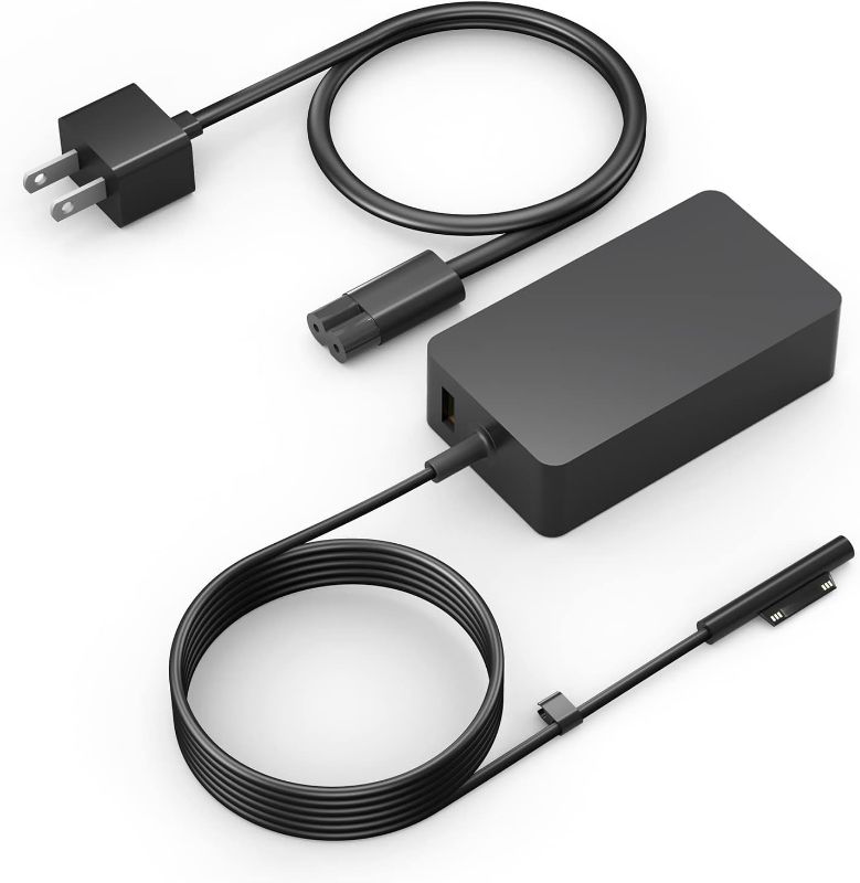 Photo 1 of 65W Surface Pro Laptop Charger for Microsoft Surface Pro 9, 8, 7+, 7, 6, 5, 4, 3, X, Surface Laptop 5 Studio i5 Go 3 2, Surface Go 4 3 2 1, Surface Book and Travel Case