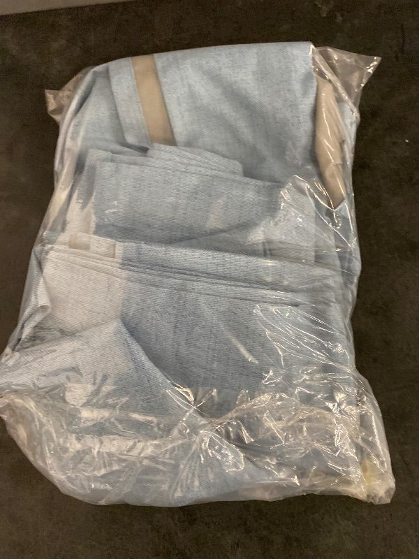 Photo 1 of Stone Blue Linen Curtains for Bedroom,2 Panels Bronze Grommet Semi Sheer Dusty Blue Curtains for Living Room,Grey Blue,84 Inch Length 2 Panels