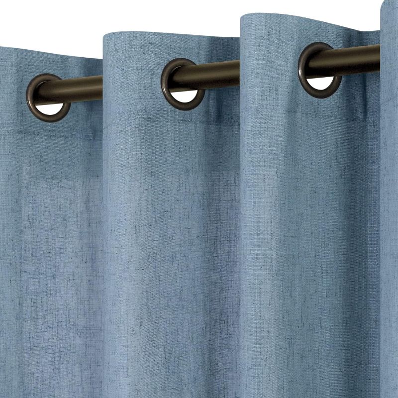 Photo 1 of Stone Blue Linen Curtains for Bedroom,2 Panels Bronze Grommet Semi Sheer Dusty Blue Curtains for Living Room,Grey Blue,84 Inch Length 2 Panels