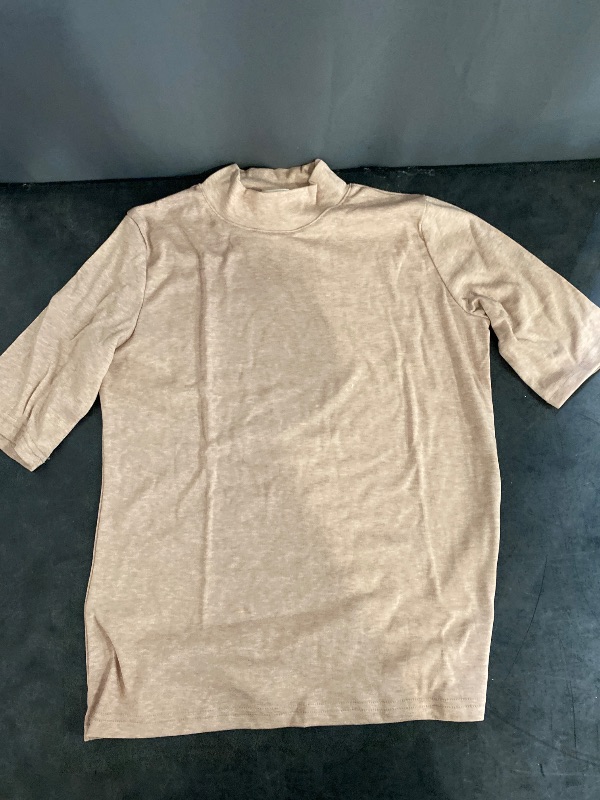 Photo 1 of L Womens Tops Dressy Casual Mock Turtleneck Business Short Sleeve T Shirts Going Out Top