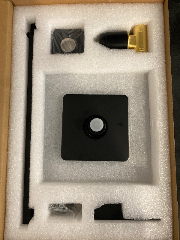 Photo 1 of Matte Black Shower Faucet Set, Single Function Shower Trim Kit with Rough-in Valve, Square Rain Shower Head System Included Extra Long Shower Arm for Bathroom