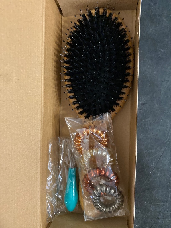 Photo 1 of Natural Boar Bristle Hair Brush for Women, Men, Kids; Dry and Wet Detangling Hair Brush Gently Enhances Shine, Smooths Frizz and Prevents Breakage in Fine and Straight, Thick and Curly Hair (oval)