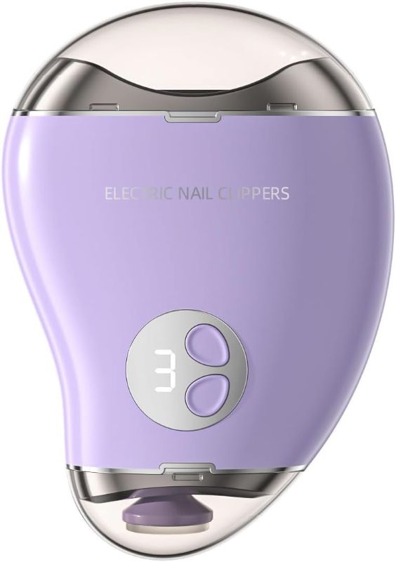 Photo 1 of Mango-Shaped Electric Clipper and Grinder 2-in-1 Double Head Electric Nail Clipper Charging Nail Sharpener (Purple)