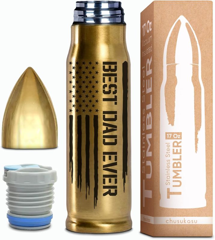 Photo 1 of Gifts for Dad from Son, Best Dad Ever Bullet Tumbler 17Oz, Father Birthday Gifts from Daughter Wife, Daddy Present Idea on Fathers Day Christmas from Kids, Cool Coffee Cup for Men