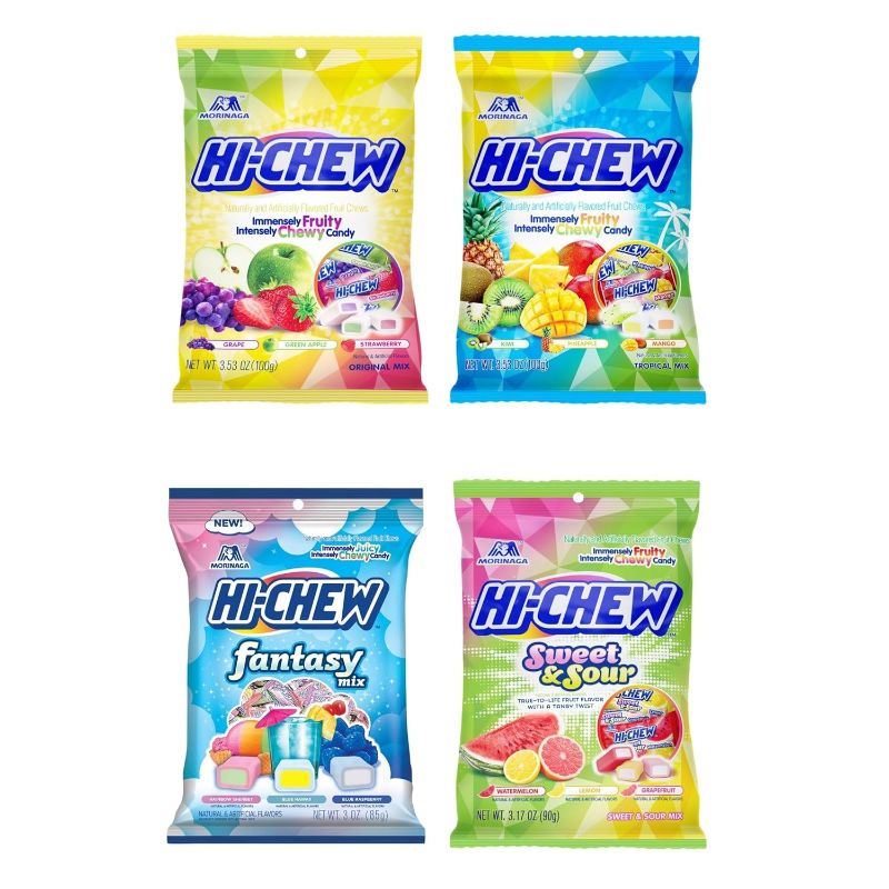 Photo 1 of HI-CHEW Variety Mix, Pack of 4 Bags - 17 Flavor Assort Sweet and Sour Chewy Candy, Unique Fun Soft - Immensely Juicy Fruity Candy Flavors - Individually Wrapped for Sharing