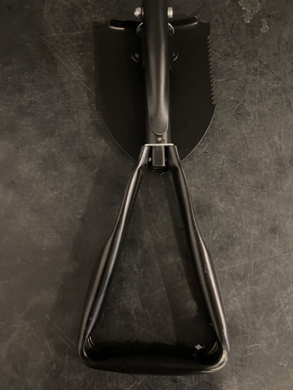 Photo 1 of Multifunctional Folding Camping Shovels 48cm Length Iron Adjustable Multi-Purpose Gardening Shovel with Carrying Bag for Outdoor Camping Hiking, Black