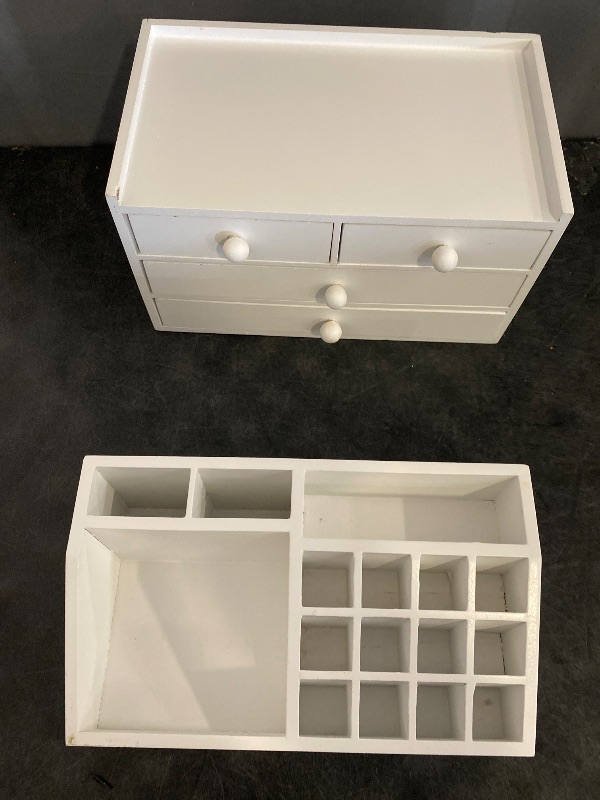 Photo 1 of acrylic Dresser Organizer Countertop White Plastic Acrylic Organizers 4 Drawer | 2 Piece Set | Cute Desk Organizer and Beauty Supplies,Skin Care and Skincare for Vanity and Bathroom Countertop