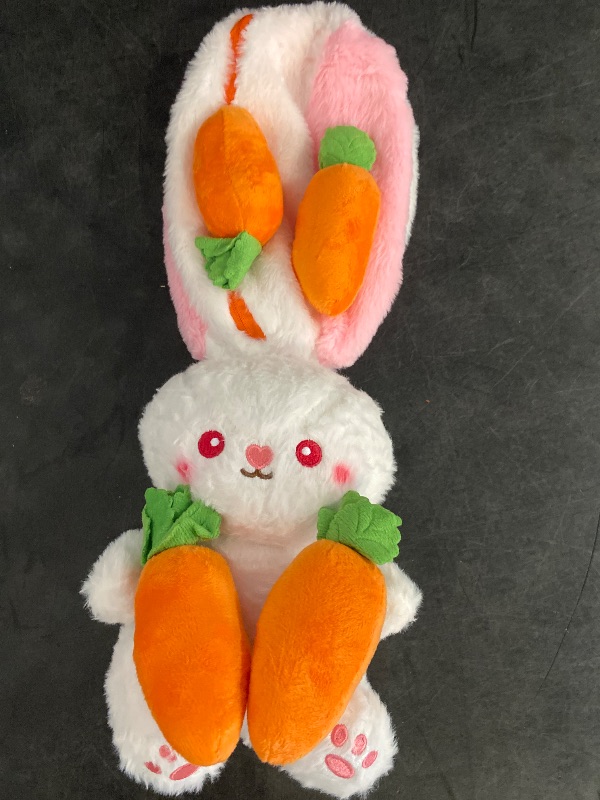 Photo 1 of  Reversible Carrot Bunny Stuffed Animal, Carrot Rabbit Ears Zip Plush Stuffed, Fruit Bunny Plush in A Carrot, Fluffy Rabbit Plushies Funny Hide Seek Bunny Toy for Girls Gifts Girlfriend
