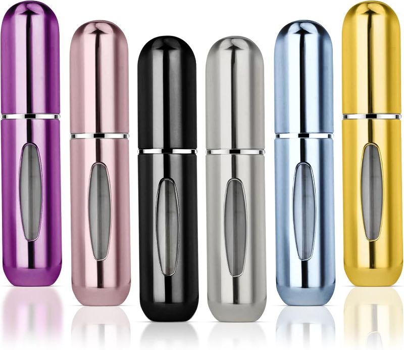 Photo 1 of Travel Perfume Atomizer 6 Pack Portable Mini Refillable Spray Bottle 5ml set for Perfumes and Fragrances, Convenient for Travel, Gym, Gifts, and Everyday Use
