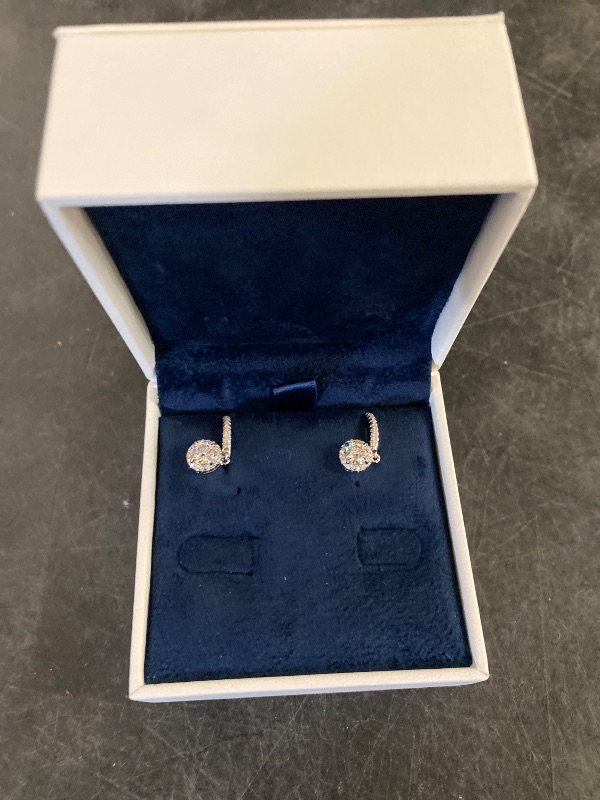Photo 1 of Moissanite Diamond Drop Earrings for Women Halo Solitaire S925 Rodium Vermeil Sterling Silver Dangle for Wife Girlfriend Mom Gifts for Her Daughter on Birthday Wedding Anniversary