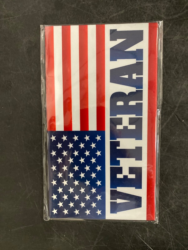 Photo 1 of GEEKBEAR American Flag Veteran Car Magnet (Blue, 3 Pack) - Reflective Waterproof Magnetic Sign - 7 x 4 in