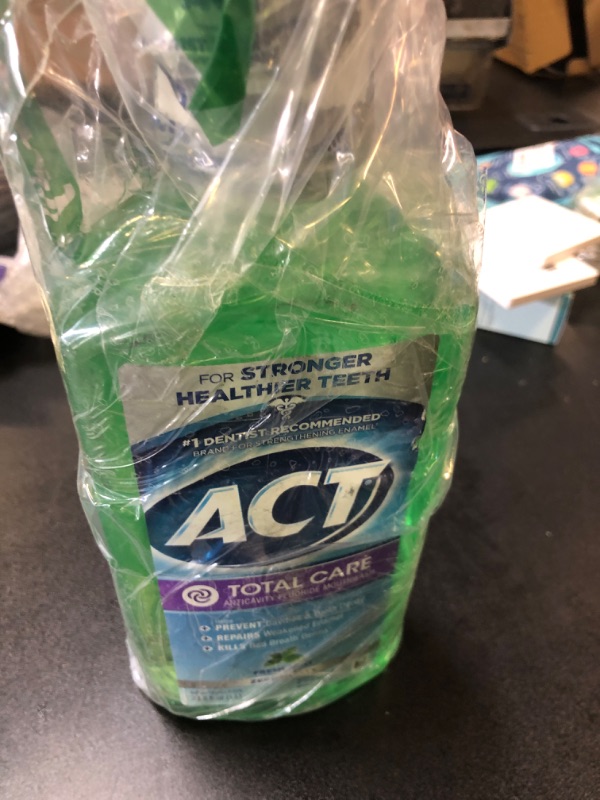 Photo 1 of ACT Total Care Zero Alcohol Anticavity Fluoride Mouthwash 33.8 fl. oz. (Pack of 3) Fresh Mint