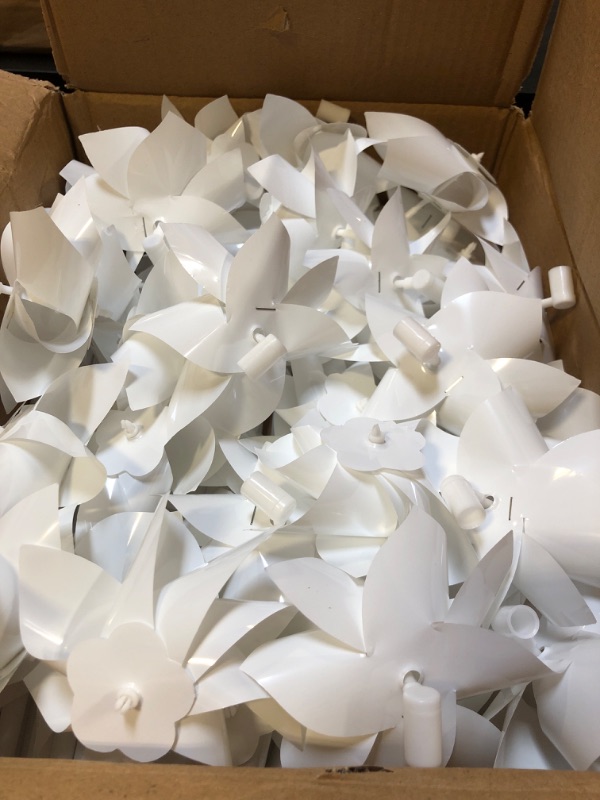 Photo 1 of White Plastic Pinwheels (Pack of 36) 4" - Vibrant Wind Spinners, Perfect For Lawn Decor, Parties, Outdoor Fun, & Gifts