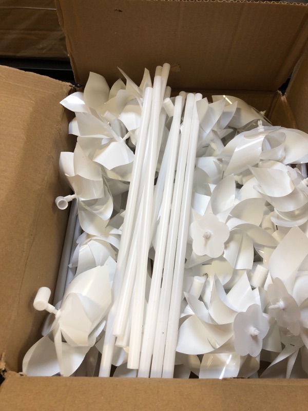 Photo 2 of White Plastic Pinwheels (Pack of 36) 4" - Vibrant Wind Spinners, Perfect For Lawn Decor, Parties, Outdoor Fun, & Gifts