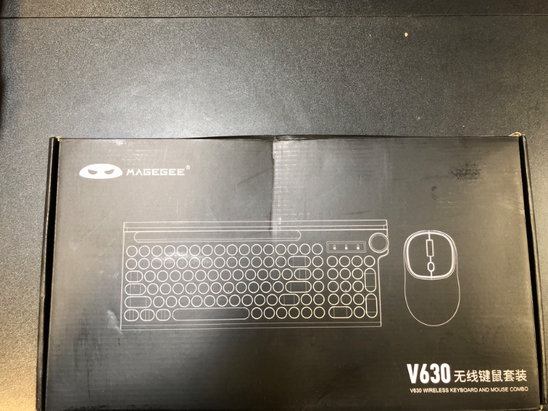 Photo 1 of Typewriter Style Wireless Keyboard and Mouse Combo, Wireless Keyboard Mute Keyboard 2.4G with Cute Retro Round Keycap Ergonomic Design and Waterproof Keyboard Mouse Combo, White & Blue