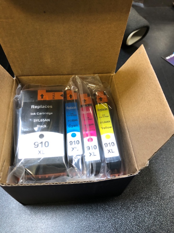 Photo 1 of Officejet Pro 8025e / 8035e Printer Ink. Compatible for HP Officejet Pro 8025e / 8035e / 8025/8035 Series. High Yield Compatible Ink for 910XL (4-Pack) Ink Cartridges. (Black Cyan Magenta Yellow)